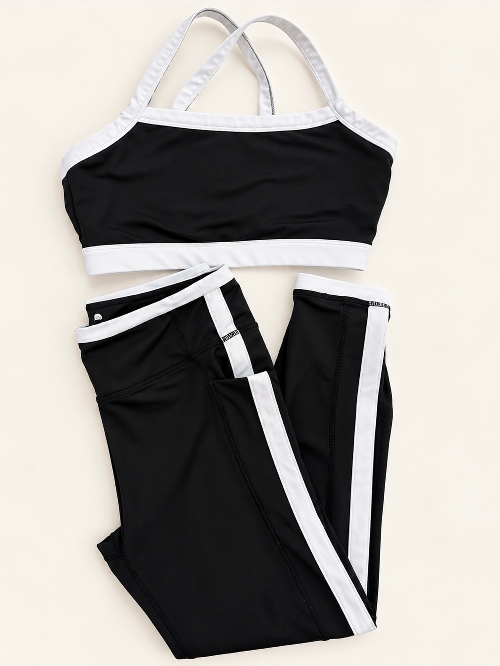 Senita Athletics Black White Matching Workout Set Leggings Sports Bra M
